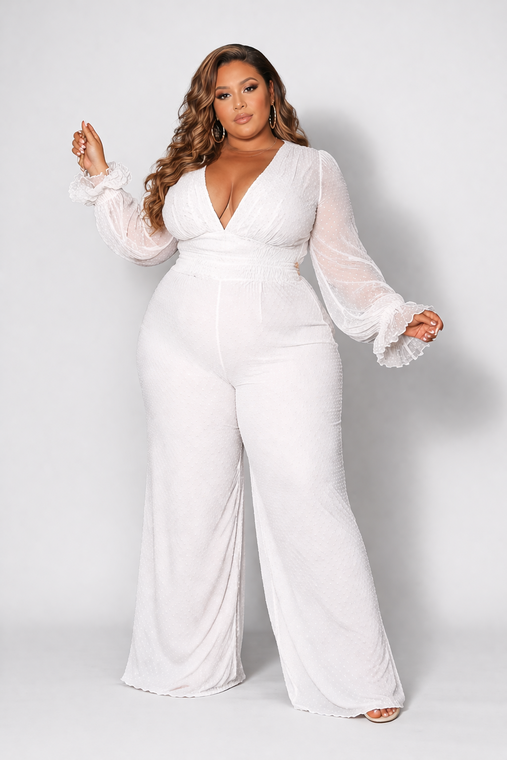 Sasha Flowy Crisscross Open  Tie Back Jumpsuit (Plus size)