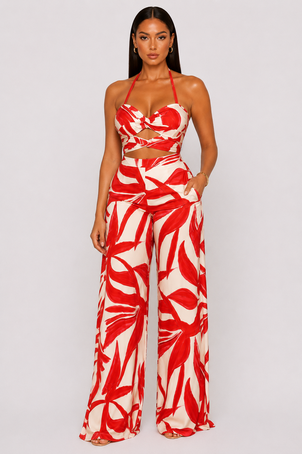 Janice Print Halter Jumpsuit